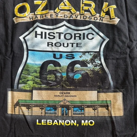 Retro Harley Davidson Route 66 Ozarks Black T-Shirt Sz Large- 2008 - Picture 4 of 5